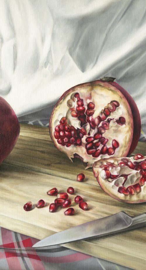 Pomegranates on an Acacia Board by Natalia Beccher