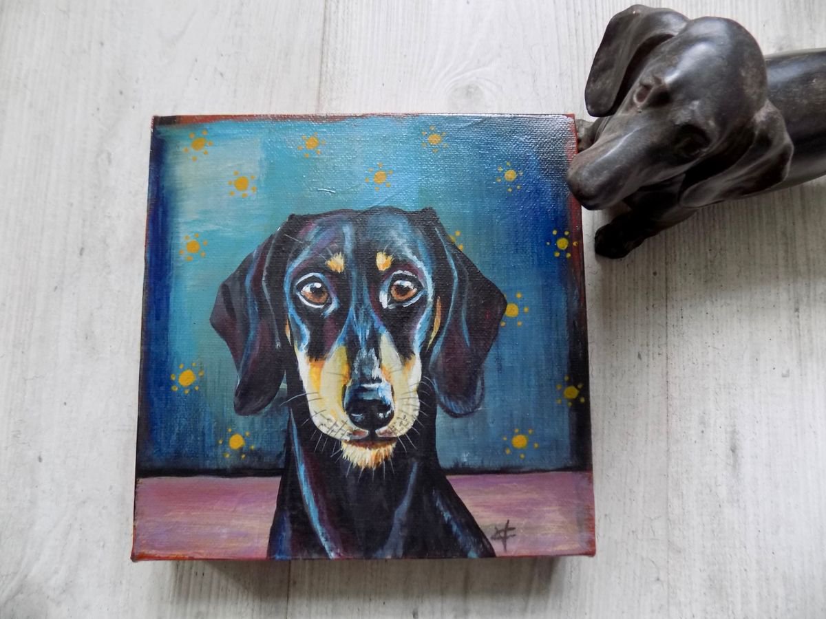 Dachshund painting Molly Wants Walkies by Victoria Coleman