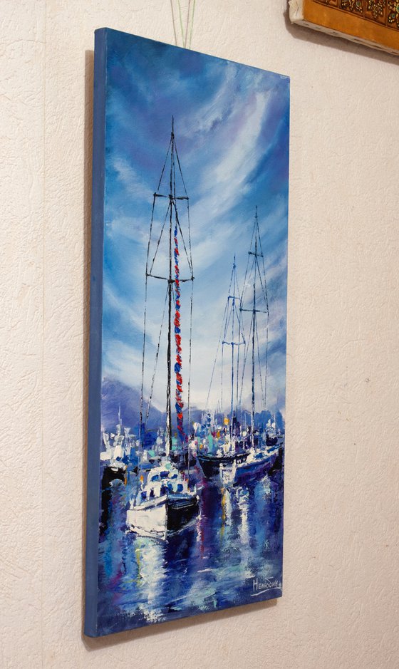 "Yachts in the harbor" ships, seascape