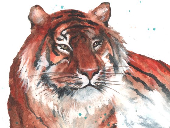 Toughlove Tigress - Original Watercolour Painting