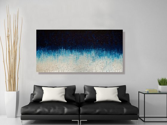 Cascade of Blue - LARGE,  TEXTURED, PALETTE KNIFE ABSTRACT ART – EXPRESSIONS OF ENERGY AND LIGHT. READY TO HANG!