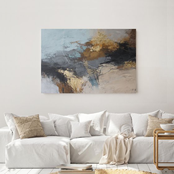 "Delight" Brown gray abstract acrylic