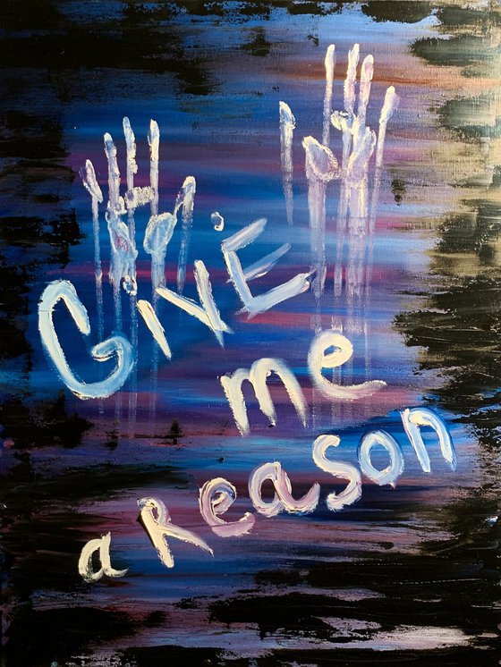 Purple large painting "Give me a reason" decor for bedroom gifts for boss