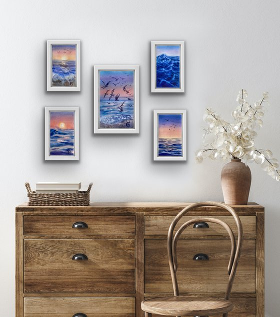 SUNSET ON THE WINTER SEA -poliptych