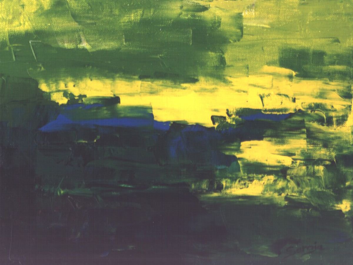 Abstract Landscape Oil Painting By Saroja Van Der Stegen, 15 X 12", Winter Landscape (Ref#:406-5F), Original Artwork