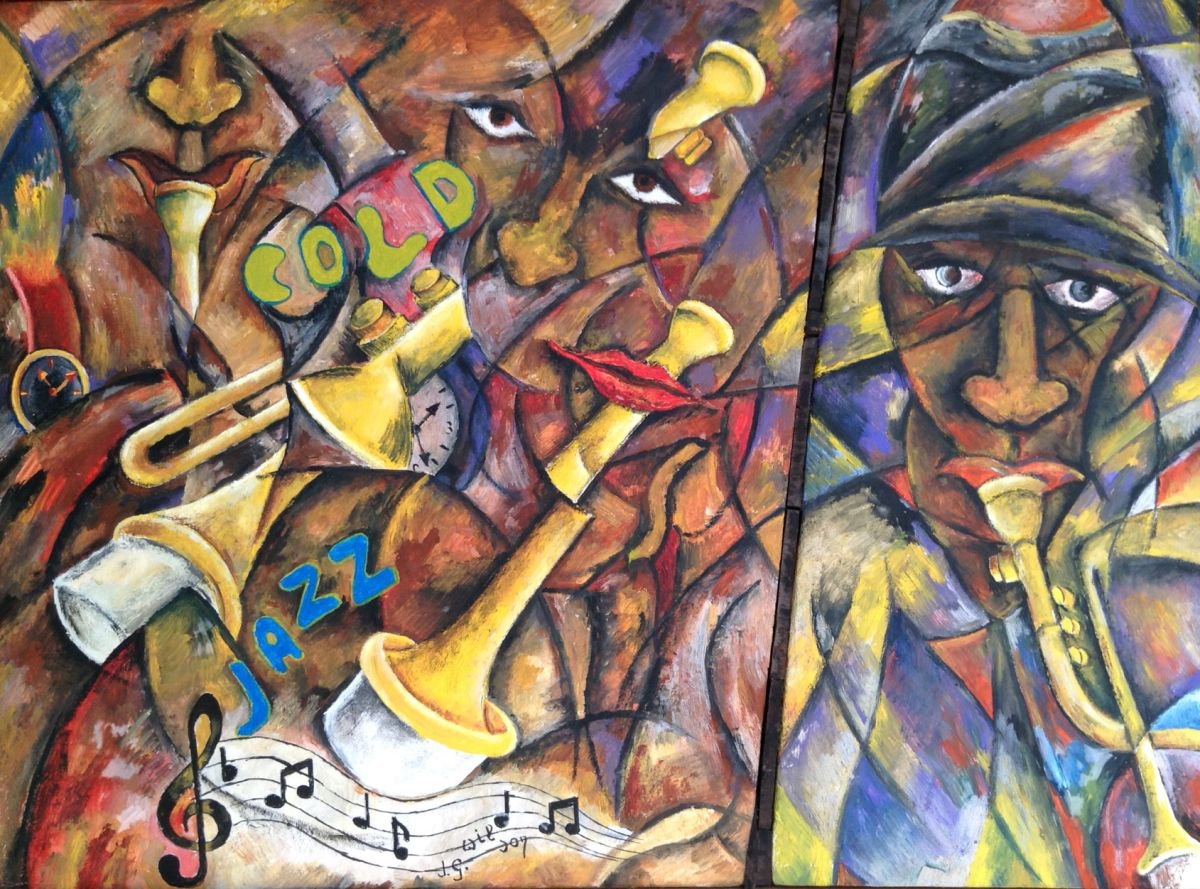 Abstract Portrait Oil Painting By Jg Wilson, 16 X 13, Darn That Dream, Original Artwork