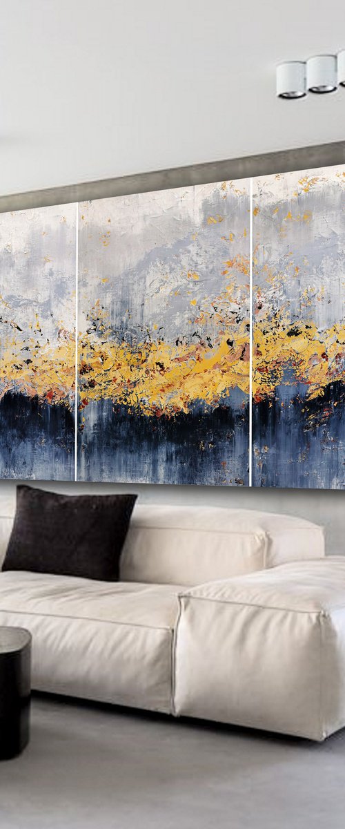 300x150cm. / Abstract triptych / Abstract 2142 by Alex Senchenko