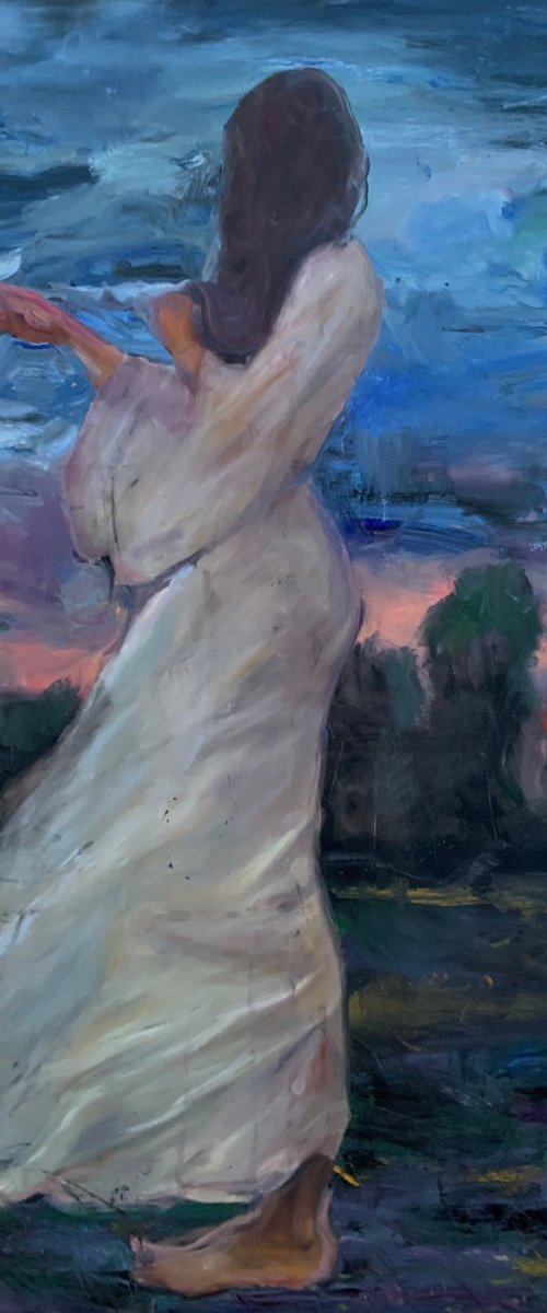 She Weaves Her Hair Into Clouds by Liubou Sas