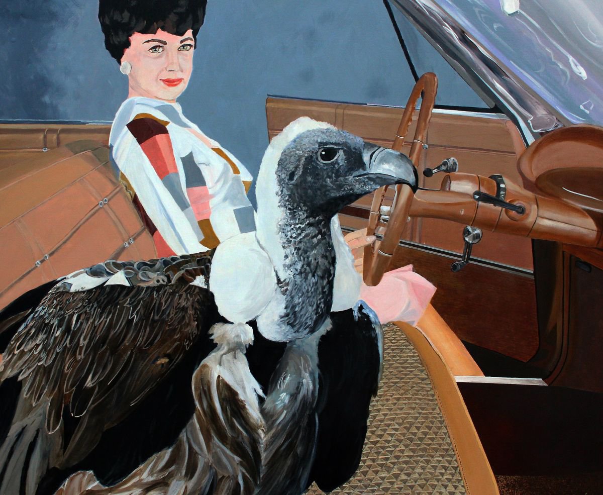 Photorealistic Portrait Oil Painting By Ken Vrana, 48 X 41", I Call Shot Gun, Original Artwork