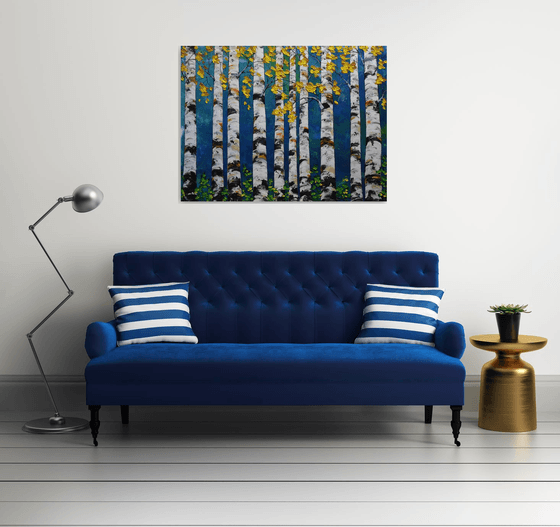 Forest - Birch Forest Painting 48" x 36"