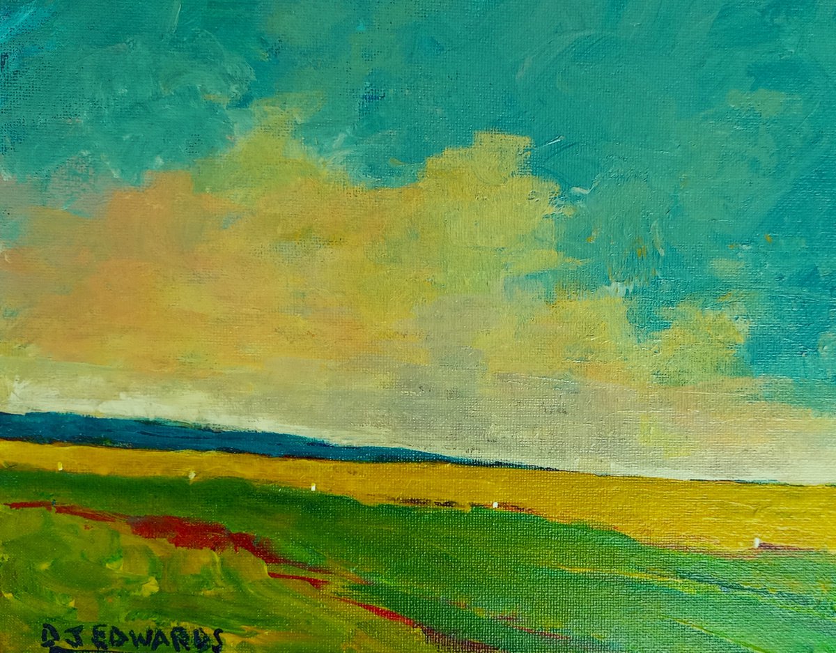 Impressionistic Landscape Acrylic Painting By David J Edwards, 10 X 8, Before The Rain, Original Artwork