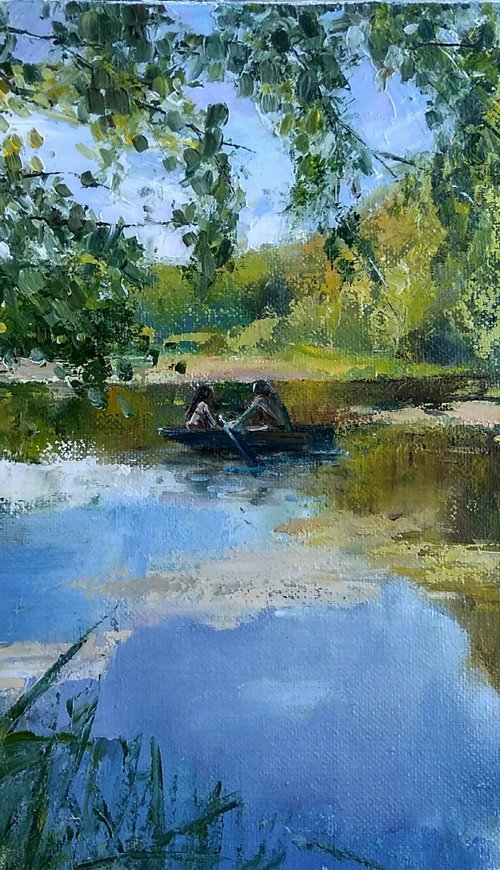 Landscape with a boat by Valentina Andrukhova