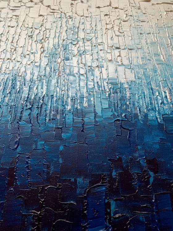 Cascade of Blue - LARGE,  TEXTURED, PALETTE KNIFE ABSTRACT ART – EXPRESSIONS OF ENERGY AND LIGHT. READY TO HANG!