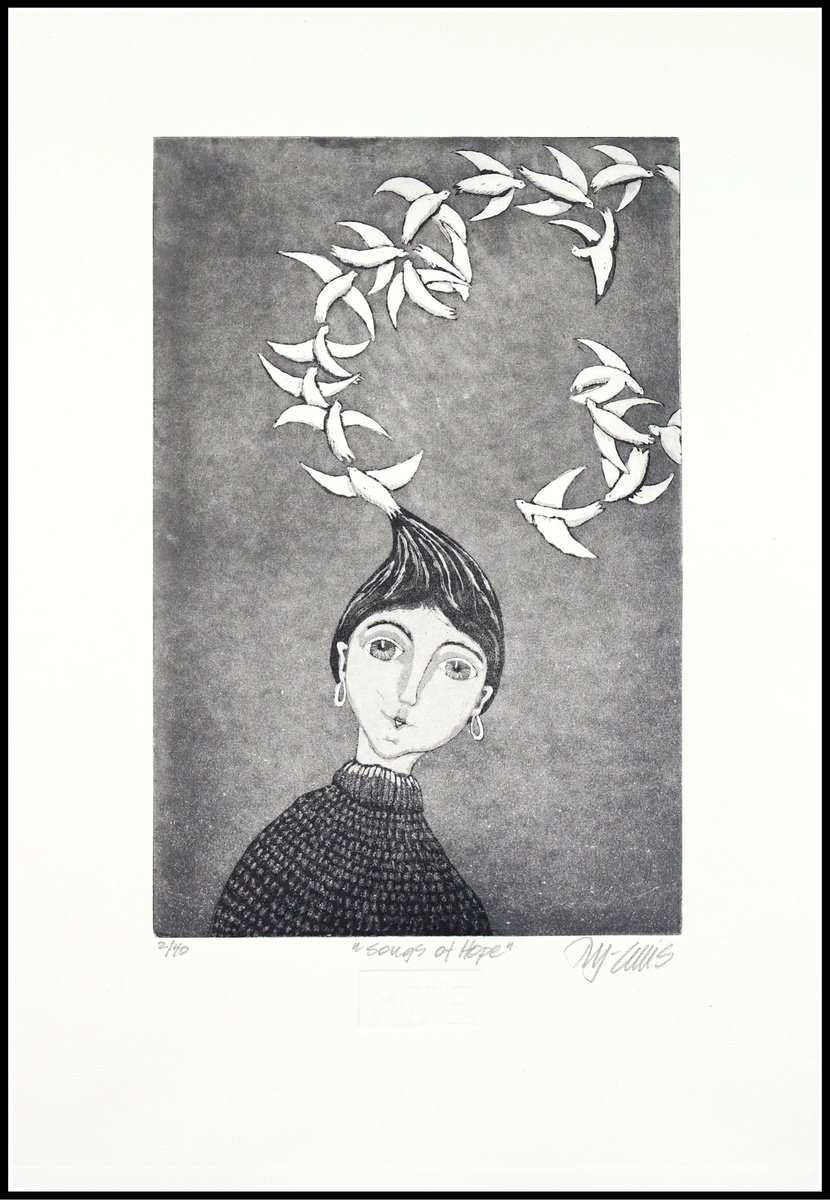 Animal Etchings & Engravings By Mariann Johansen-Ellis, 12 X 17", Songs Of Hope, Original Artwork