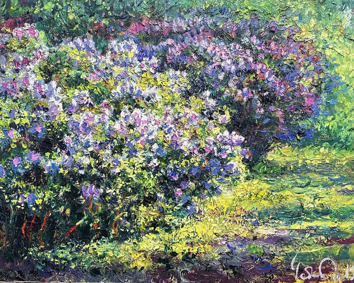 Impressionistic Botanical Oil Painting By Andrii Chebotaru, 30 X 24, Evening In Stoliv, Original Artwork