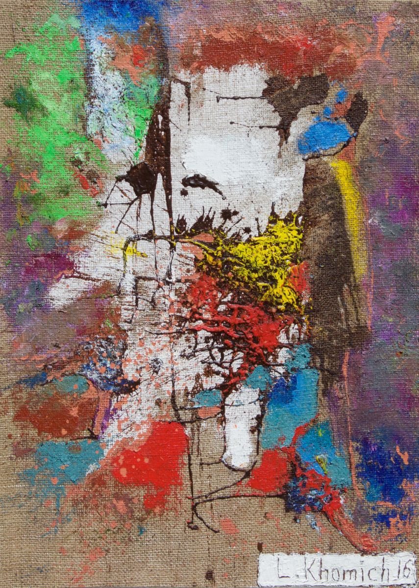 Abstract Cat and Hat, Abstract Oil Painting 28, Original Oil Paintings, Luxury Looks by Leo Khomich
