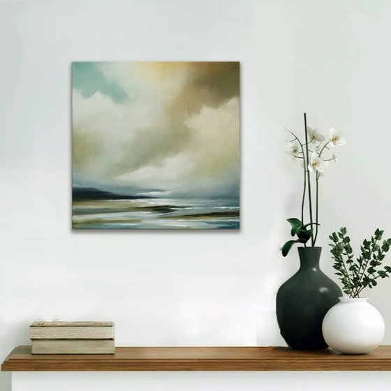 Beyond The Falling Skies - Original Seascape Oil Painting on Stretched Canvas