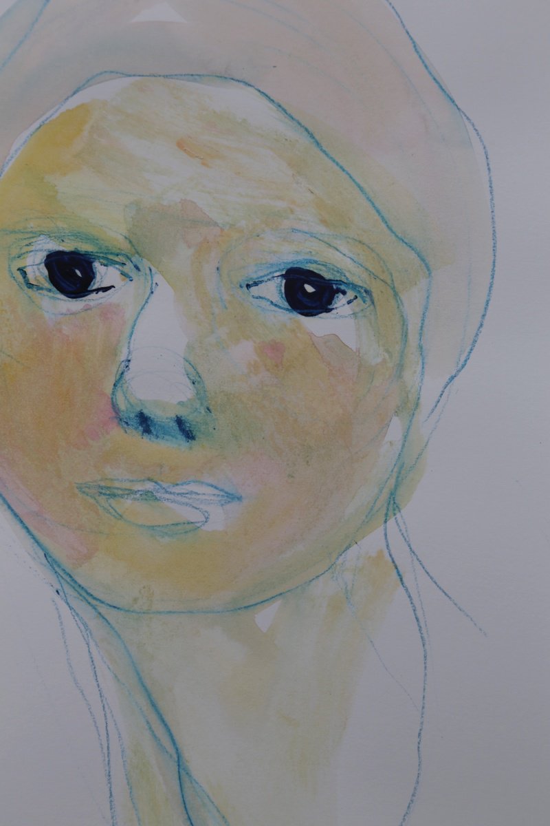 Impressionistic Portrait Watercolour By Francesca Candito, 18 X 26, Cosmo, Original Artwork