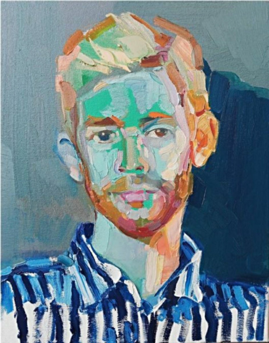 Photorealistic Portrait Oil Painting By Ruslan Khais, 16 X 20", Portret Of The Artist In Youth. Travis, Original Artwork