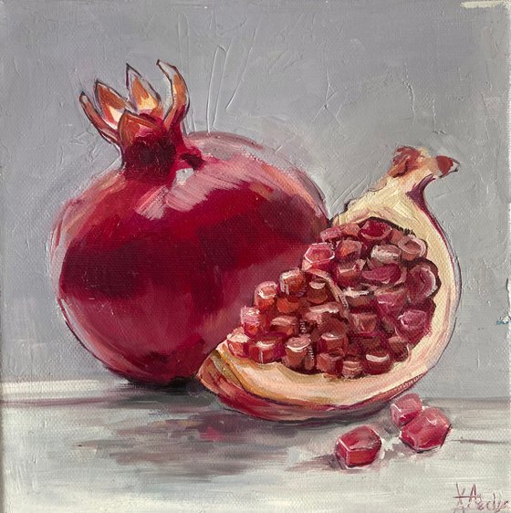 Pomegranate Still Life Oil Painting On canvas 20x20cm