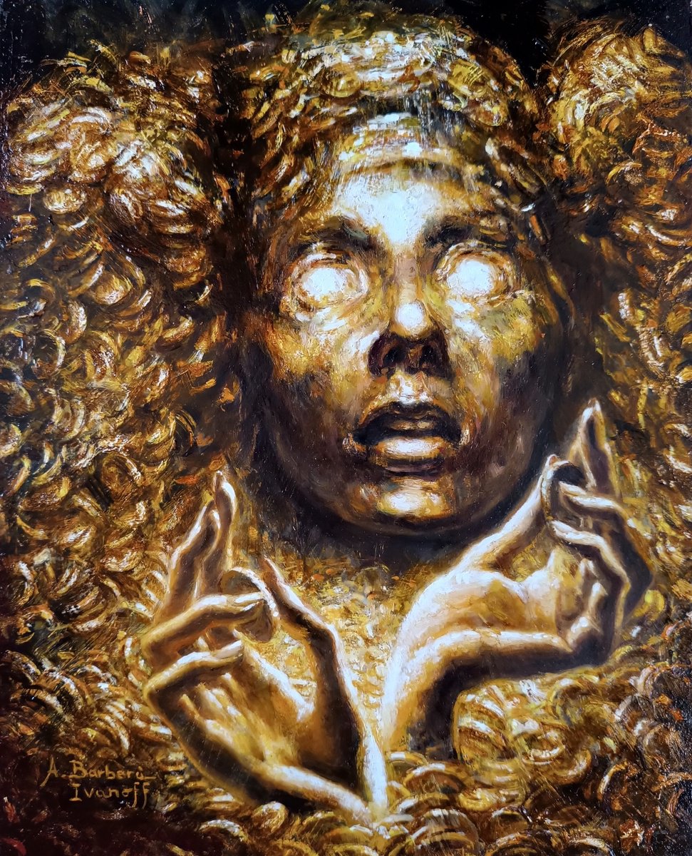 Expressive Portrait Oil Painting By Alexandre Barbera-Ivanoff, 14 X 16, Fortuna, Original Artwork