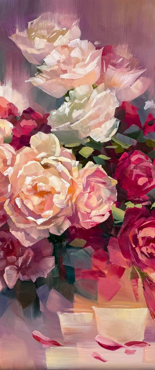 Roses. Tea for three by Natalia Yampolskaia