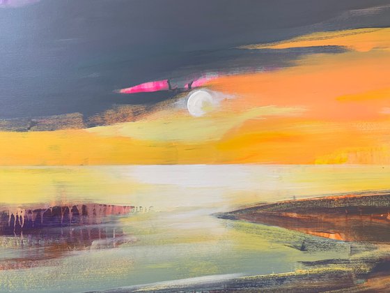 XL Big seascape - "Bright sky" - Expressionism - Minimalism - Sea - Ocean - Sunset