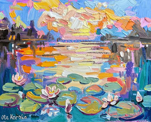 Water Lilies On the Sunset by Ole Karako