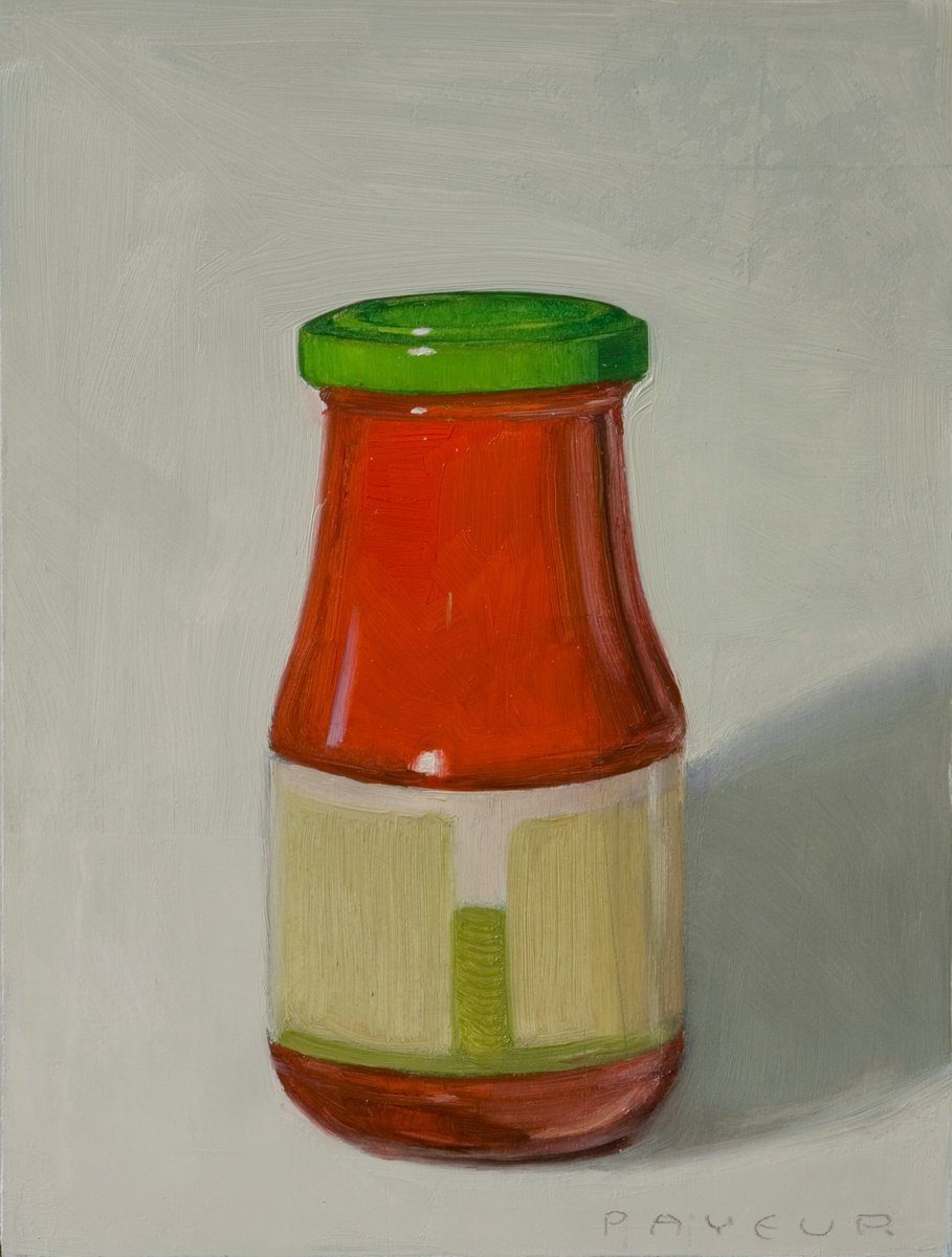 modern still life of realistic tomato sauce pot by Olivier Payeur