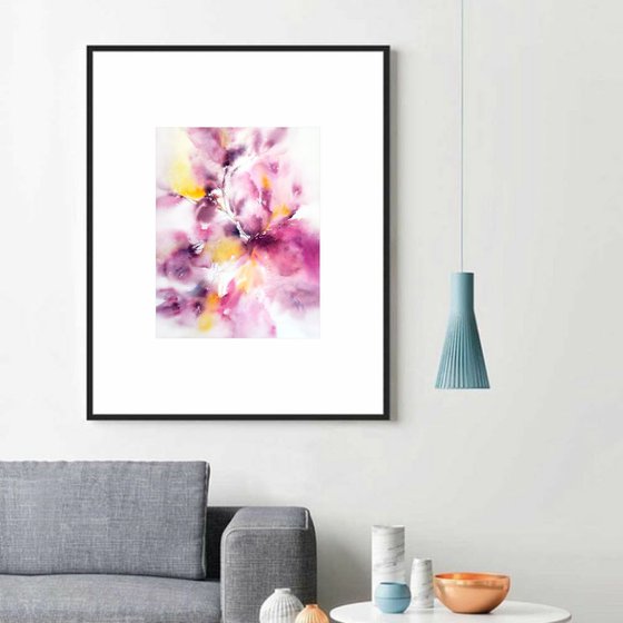 Purple abstract floral painting Amore mio