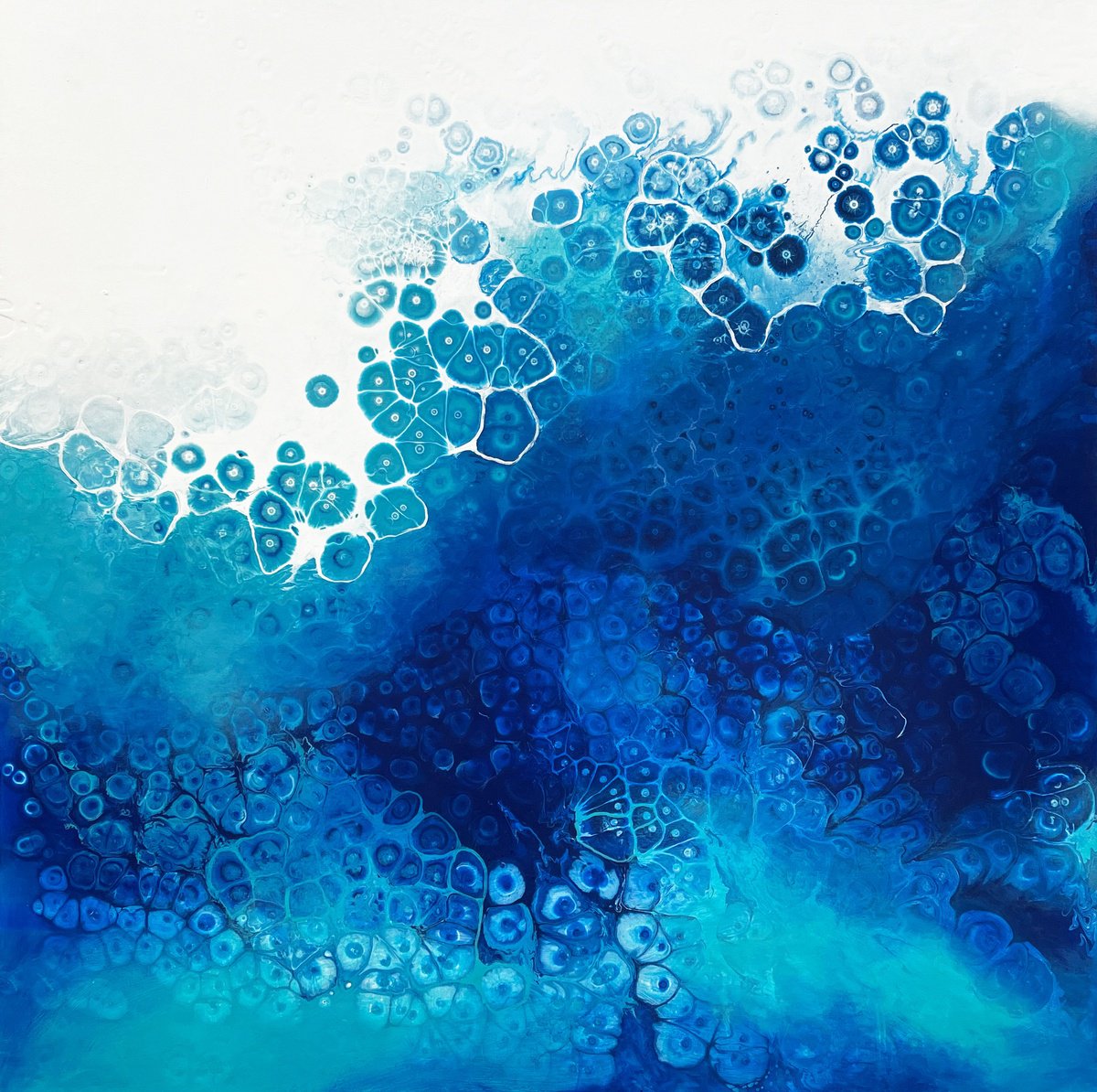 Organic Abstract Acrylic Painting By Shaylen Broughton, 48 X 48", Glacial, Original Artwork