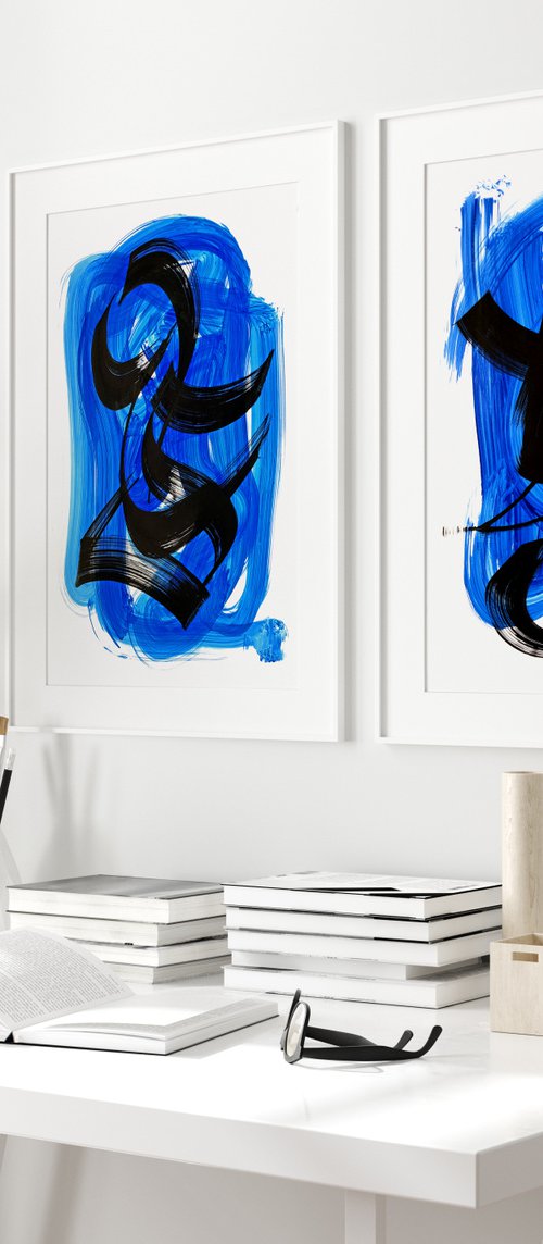 Diptych 'Underwater Sea' by Makarova Abstract Art