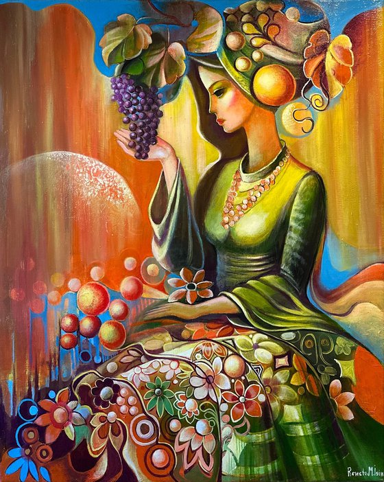 " Woman with Grapes "