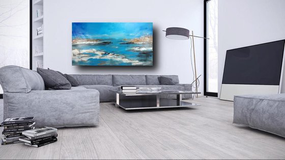 large landscape  painting 140x70 cm-large wall art   title : abstract-c400