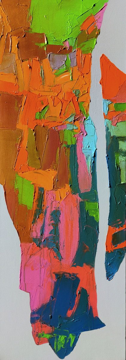 Abstract Acrylic Painting By Abhishek Kumar, 20 X 52, Mountain Rhythms, Original Artwork