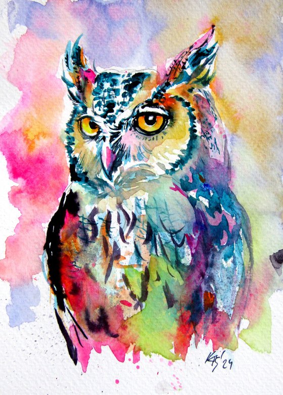 Majestic colorful owl