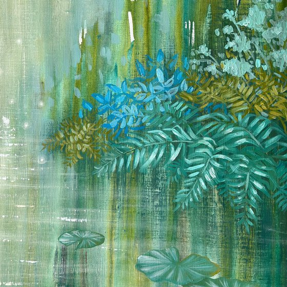 Sparkling Waterfall and Pond