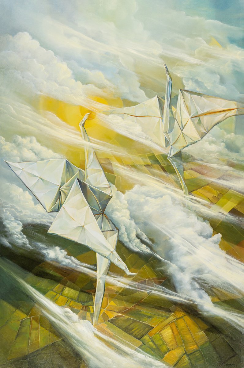 Surrealistic Landscape Oil Painting By Olena Kosenko, 31 X 47", 