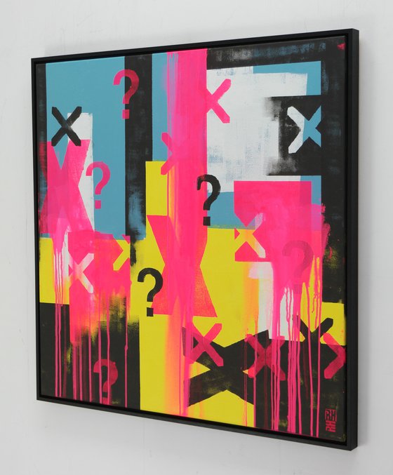 Typopop in Neon - Incl Black Frame - 95 x 95 cm - Ronald Hunter - 17M