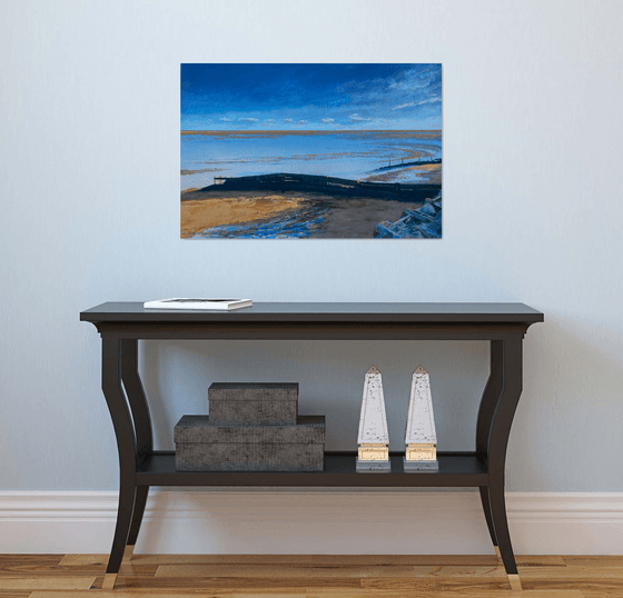 'East Beach Breaker III' Beach, seascape, coastal oil painting