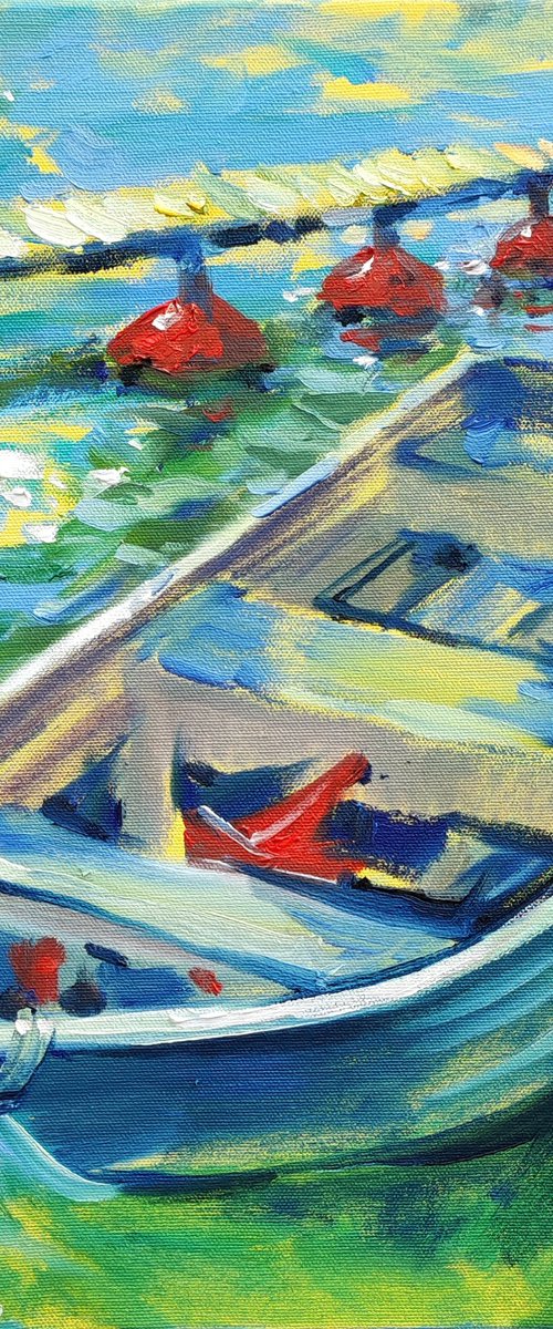 Quiet Harbor Reflections — Oil Painting by Natalia Miasnikova