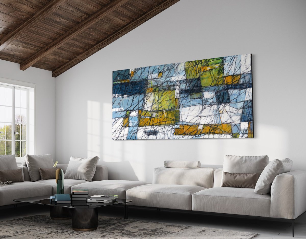 Abstract Oil Painting By Bo Kravchenko, 96 X 48, Abstract Organic Diptych, Original Artwork