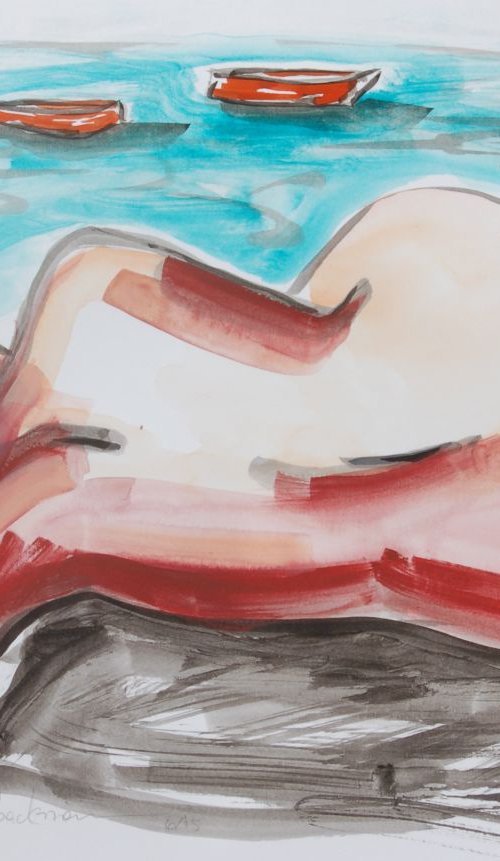 "Study after 'Boats Passing Home'" by Lorie Schackmann