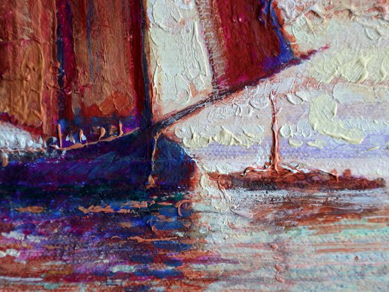 Sunrise in the Bay:linen, oil, 79x109