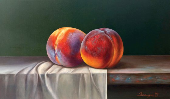 Peaches (30x45cm, oil on panel)