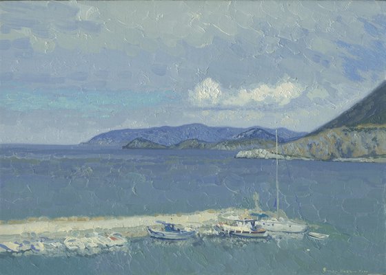 Cloudy. Yachts in the Bali port