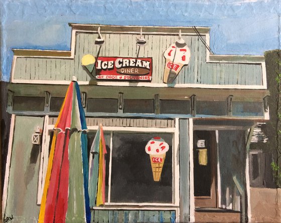 American Ice Cream Shop In Summer