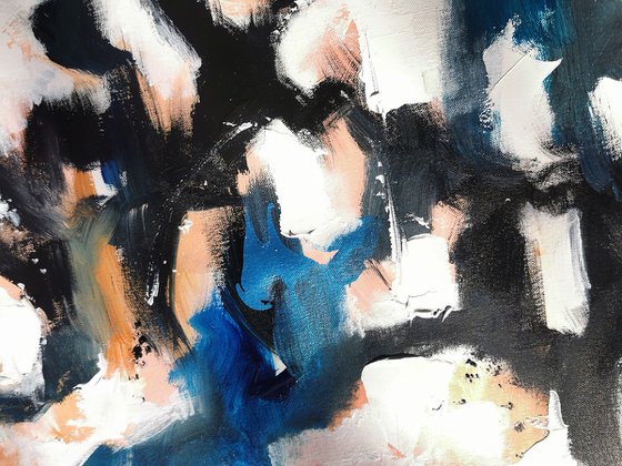 Abstract painting on paper, Blue art