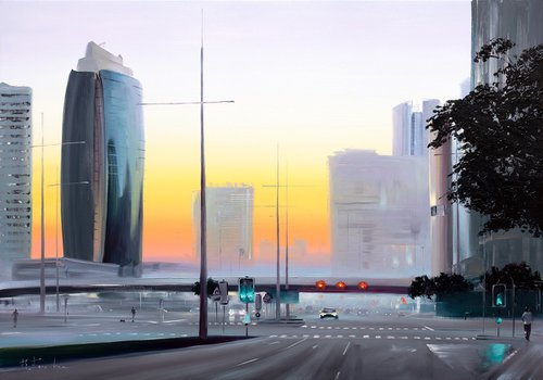 Silent Dawn on Dubai Streets by Bozhena Fuchs