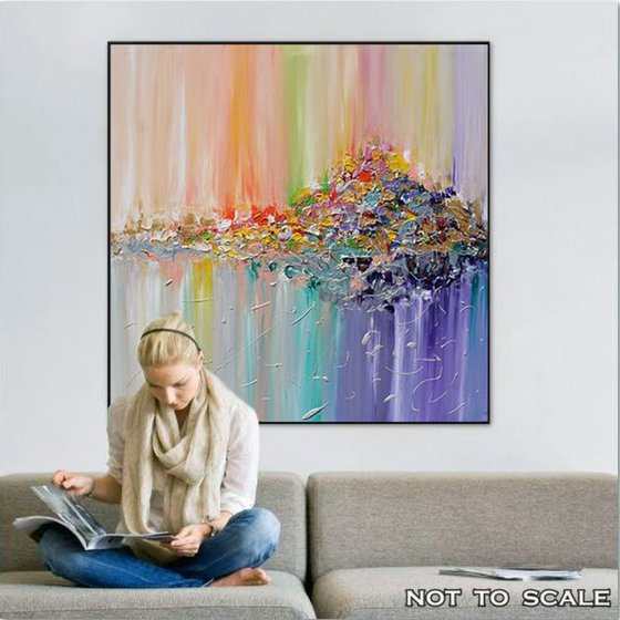 Original Abstract Painting, Colorful Abstract Painting, Abstract Landscape Art, Surreal Abstraction, Modern Painting, Hand-painted, Ready to Hang, Rich Texture, Palette Knife, Contemporary, Canvas Art, Multicolored, Floral, Zen, Modern Wall Decor ''Vision of landscape''